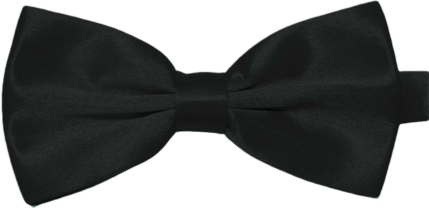 Classic Bow Tie Adjustable Neck Bow Tie Solid Color Satin Bow Tie for Men Wedding Party Graduation Gifts Dress up Black