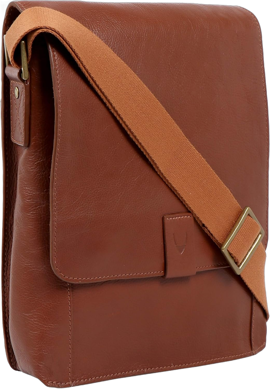 Hidesign Aiden Genuine Leather Medium Crossbody Men/Women Shoulder Messenger Bag / Travel Bag / 10.5" iPad Bag, Tan Dark Tan