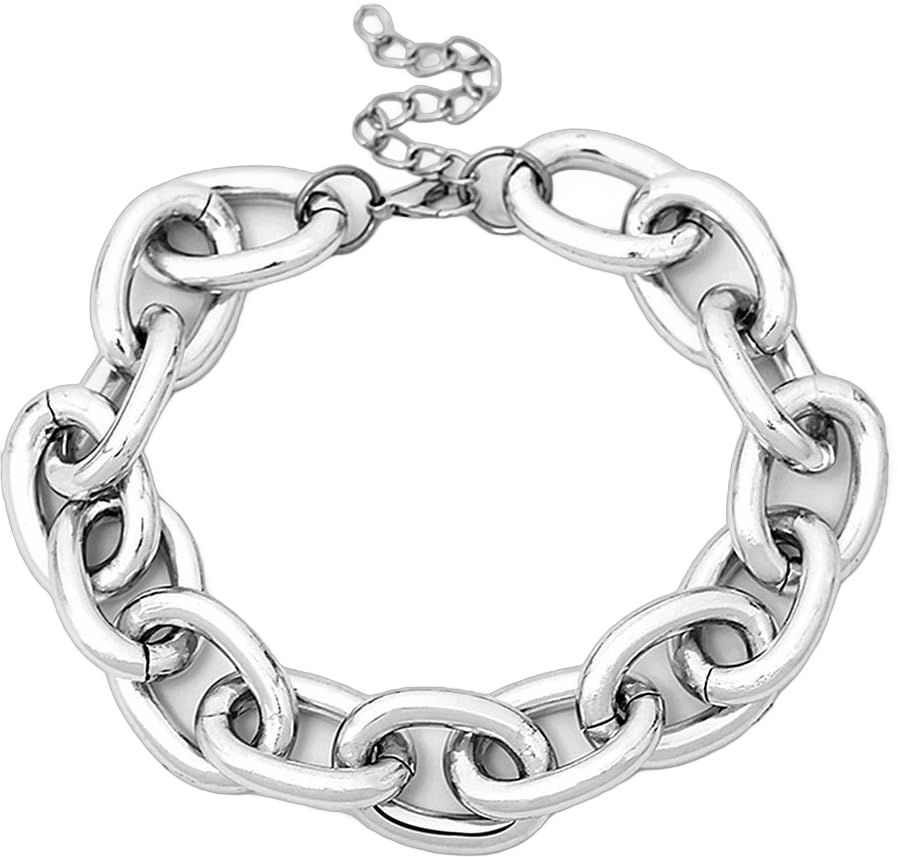 LARVOVUE Chunky Silver Choker Necklace for Women Thick Adjustable Link Chain Choker
