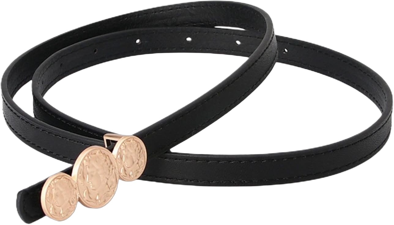 Women's Faux Leather Belt For Dress Metal Belt Fashion Work Casual Metal Buckle Skinny Fall Travel Black