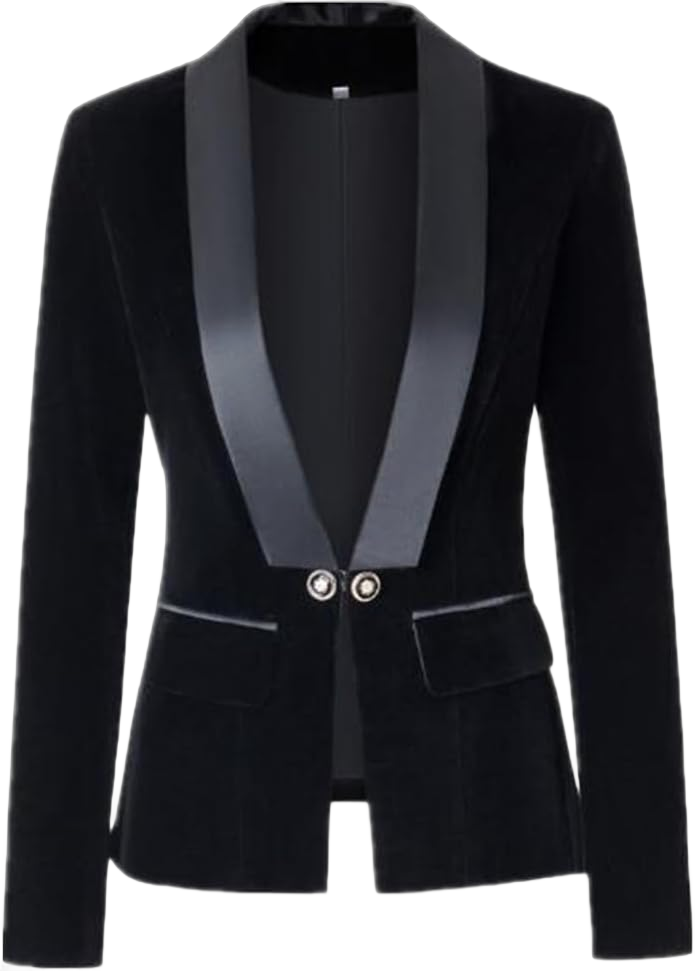 Winter Velvet Women Blazer Jacket Coat Evening Party Christmas Sparkly Cardigan Coat 18 Black