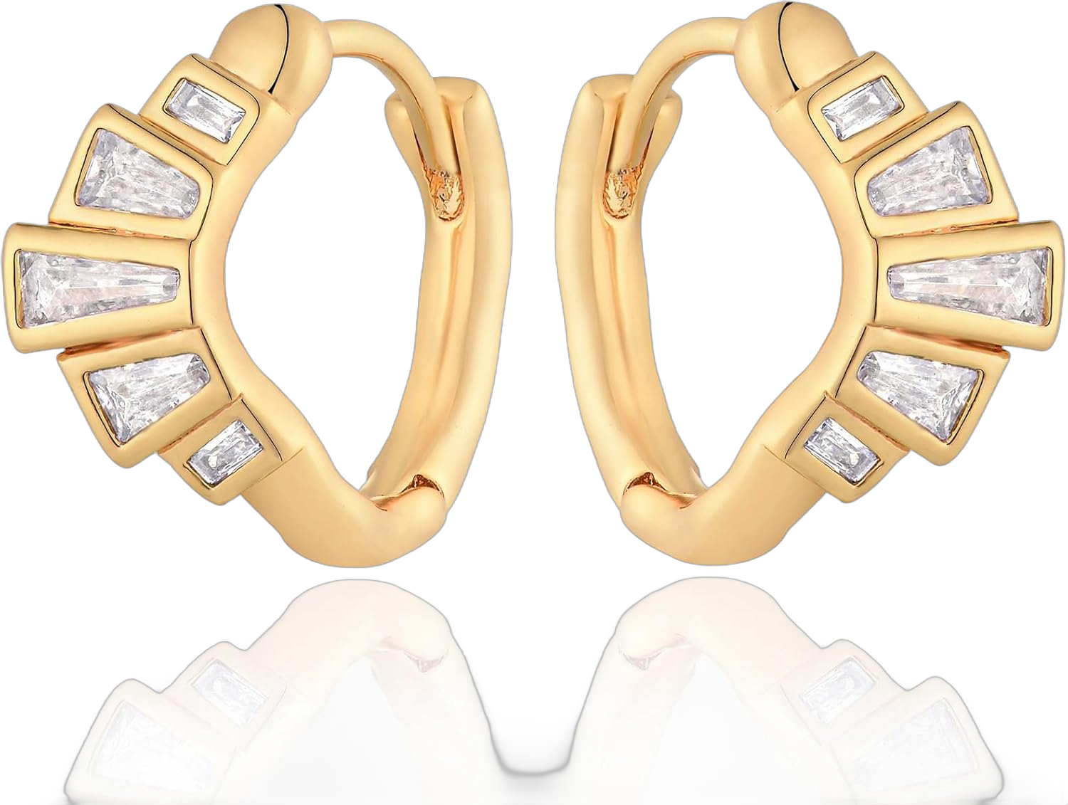 MEVECCO Gold Huggie Hoop Earrings 18K Gold Plated Cubic Zircon Hoop Earrings Minimalist Handmade Earrings for Women