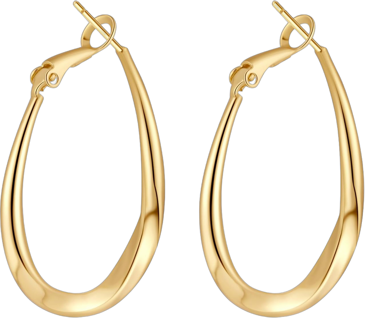 ToHeart Oval Hoop Earrings for Womens Hypoallergenic Minimalist Gold Plated Twisted Hoop Earrings for Christmas Gifts