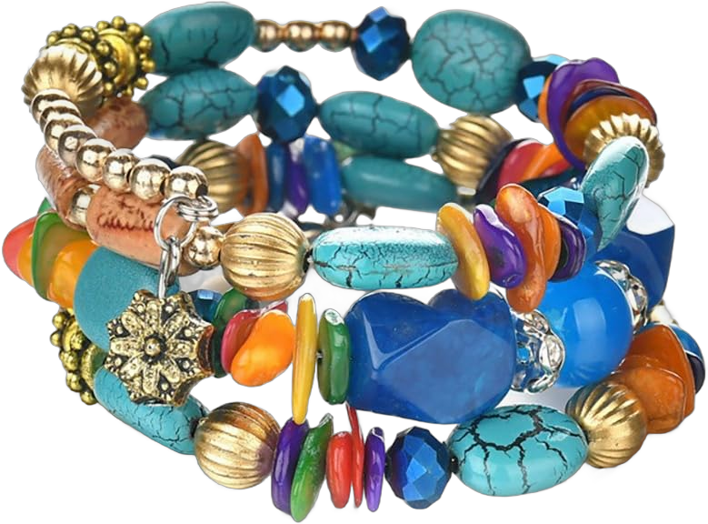 Boho Multilayer Irregular Agate Beads Charm Bracelets for Women Vintage Jade Stone Man Bracelets Yoga Bangles Ethnic Jewelry Colorful