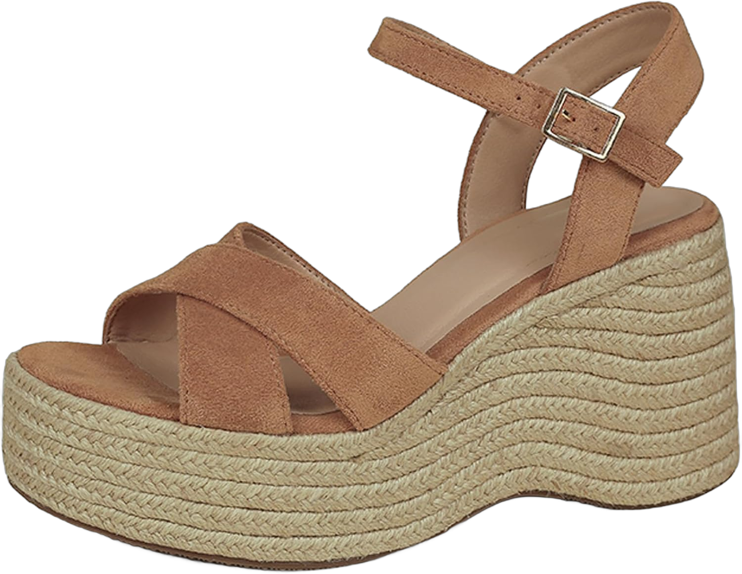 Wedges Sandals Women's Platform Heels Sandals Comfortable Chunky Espadrille Ankle Strap Open Toe Summer Casual Shoes 9.5 Tan