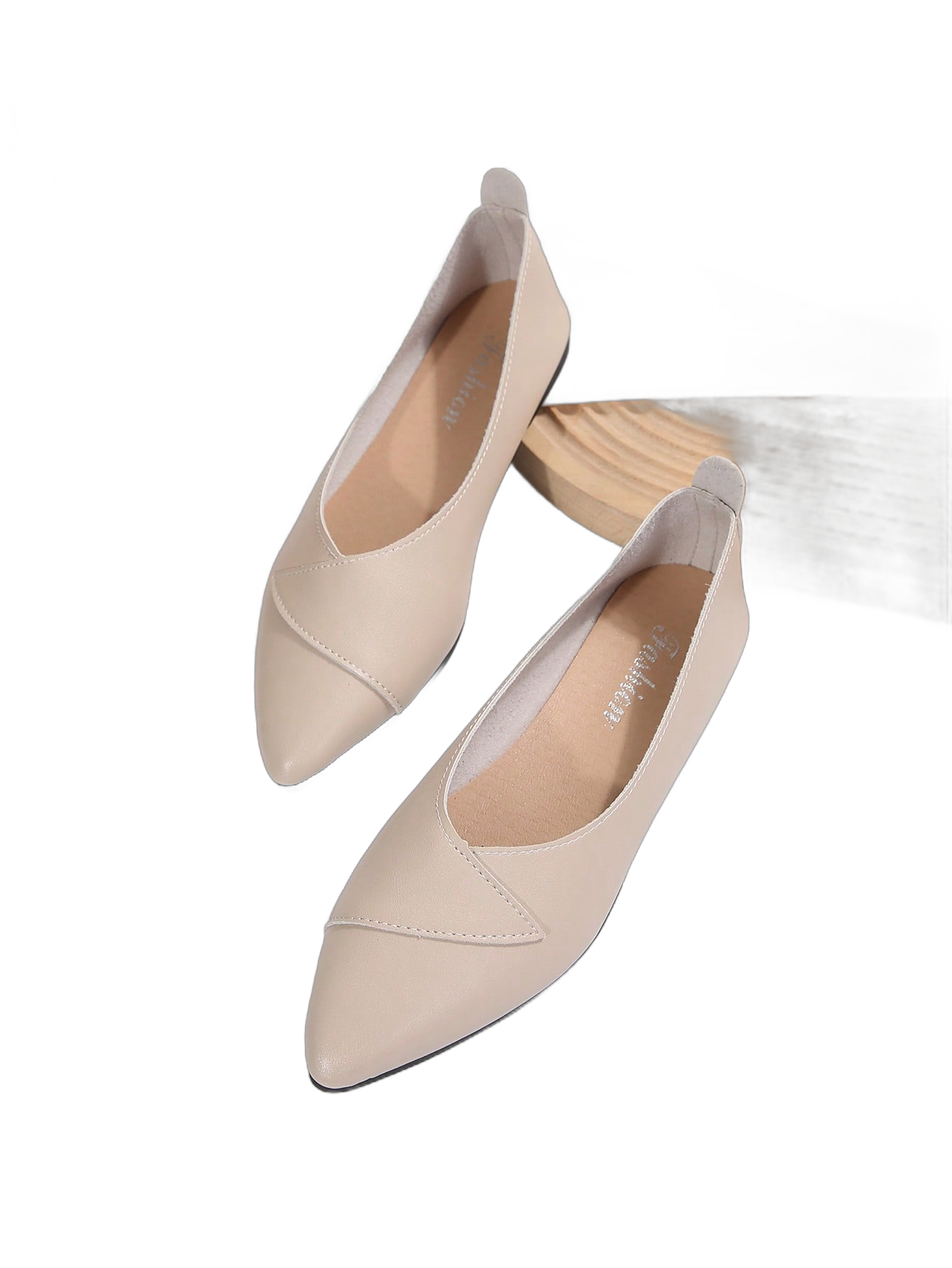 Women's Spring/Autumn Flat Shoes, Fashion Black/Beige/Apricot Slip-On Pointed Toe Comfortable Anti-Slip Flats, Suitable For Commute, Party, Shopping, Student, Elegant