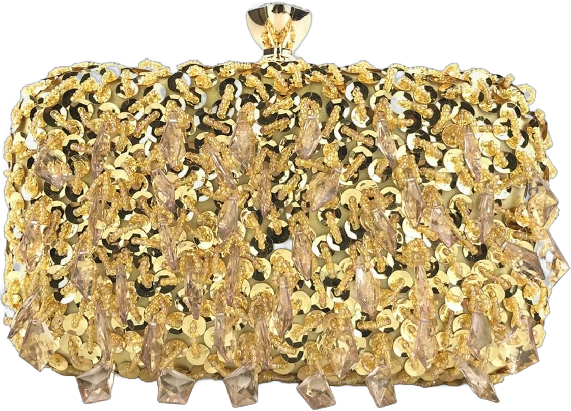 Women Tassels Sequin Clutch Bag Glitter Beaded Sequin Evening Handbags Crystal Vintage Cocktail Party Purse Silver Gold