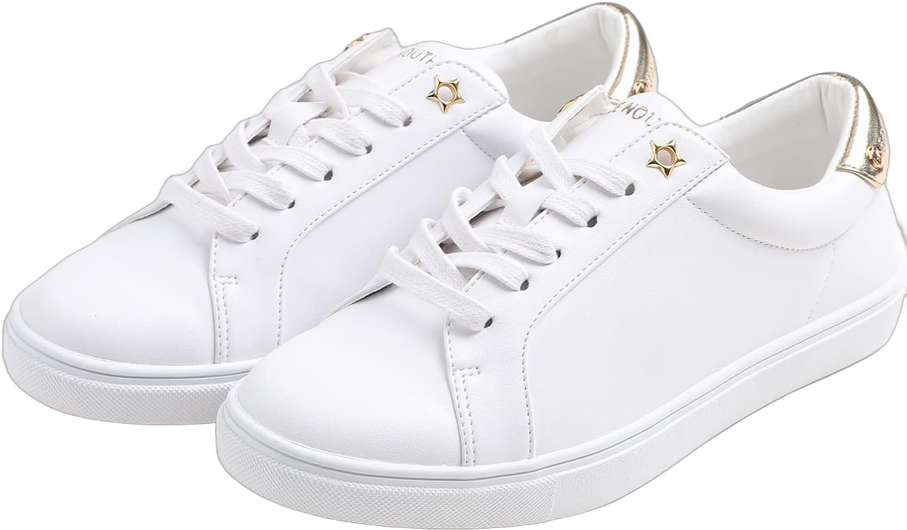 Women's Fashion Bling Deco Party Lightweight Vegan Leather Sneaker 9.5 White Vegan Leather With Light Gold