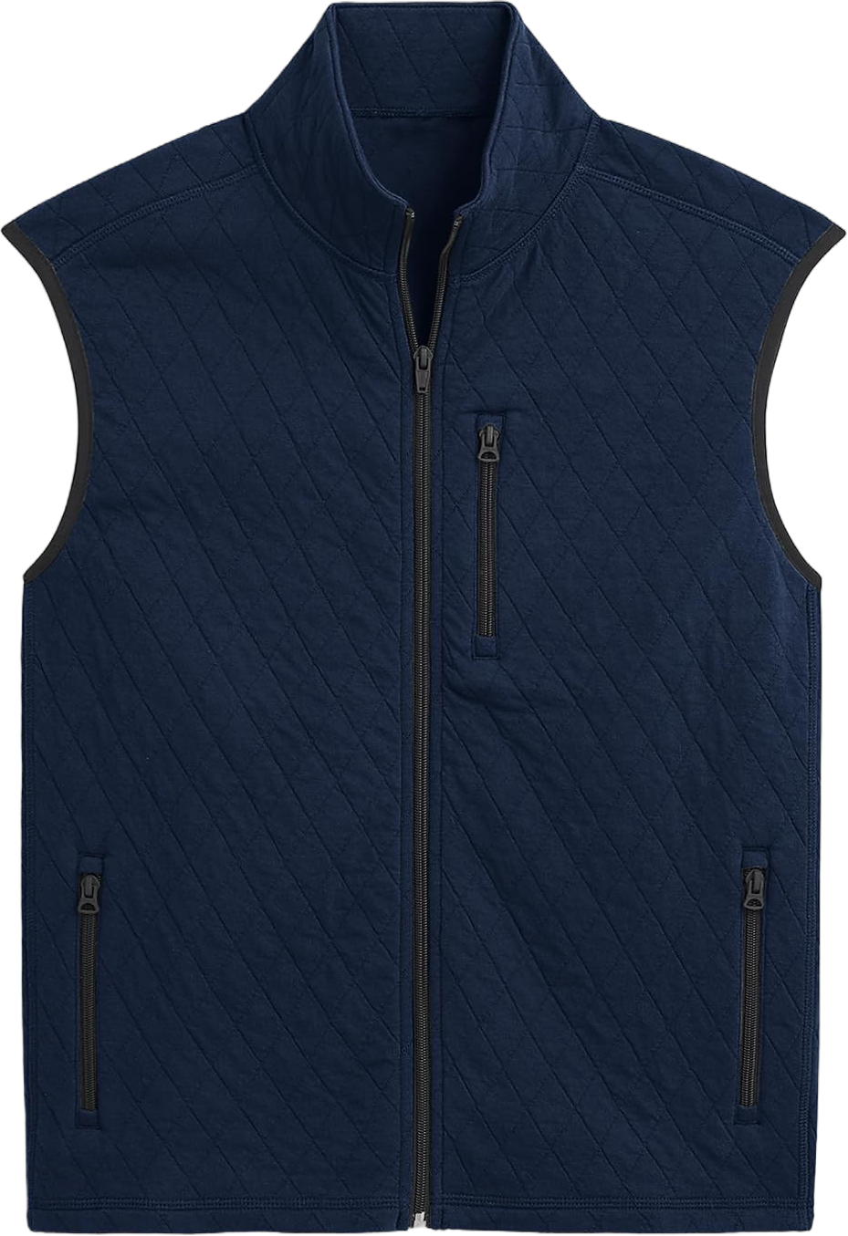 Locachy Men's Lightweight Fleece Vest Casual Full Zip Stand Collar Waistcoat Sleeveless Quilted Jacket Warm Outdoor Vest Medium Navy Blue