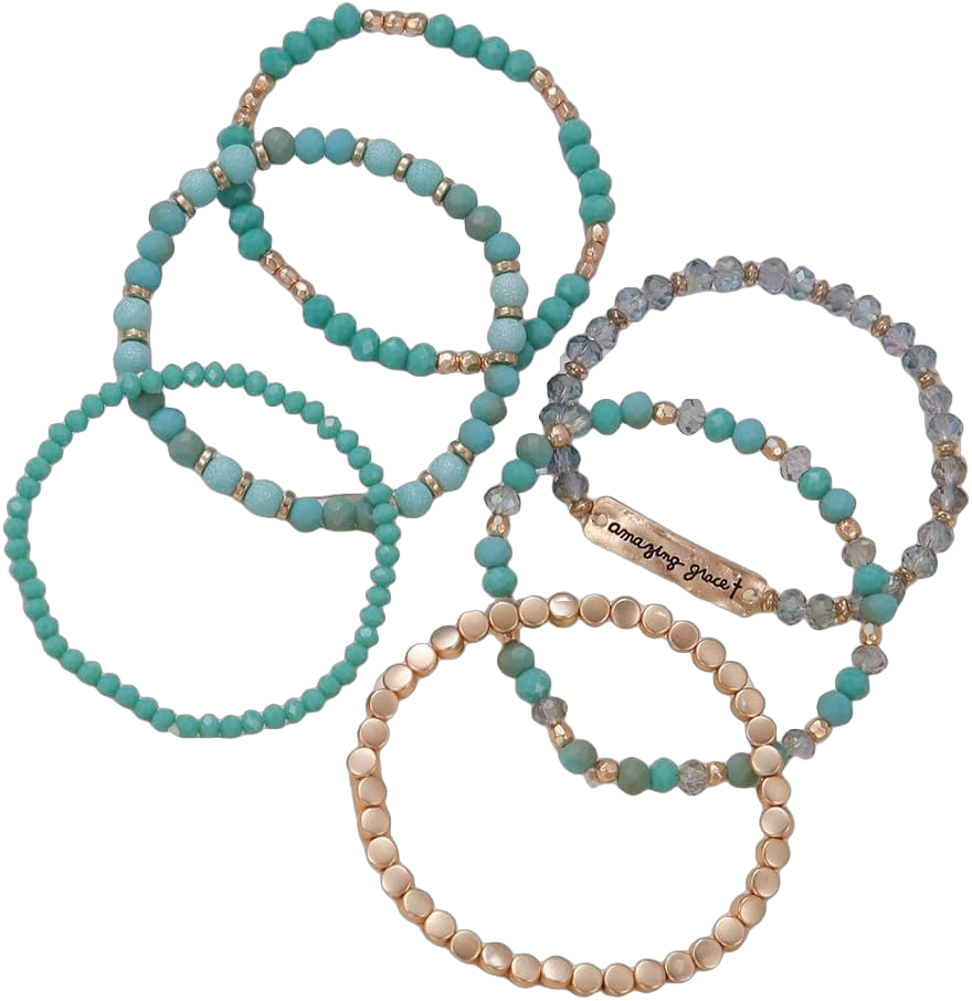 Pingyongchang Turquoise Crystal Stackable Beaded Bracelets Set for Women Girls Stretch Cuff Friendship Statement Boho Summer Beach Birthday Memorial Day Gifts