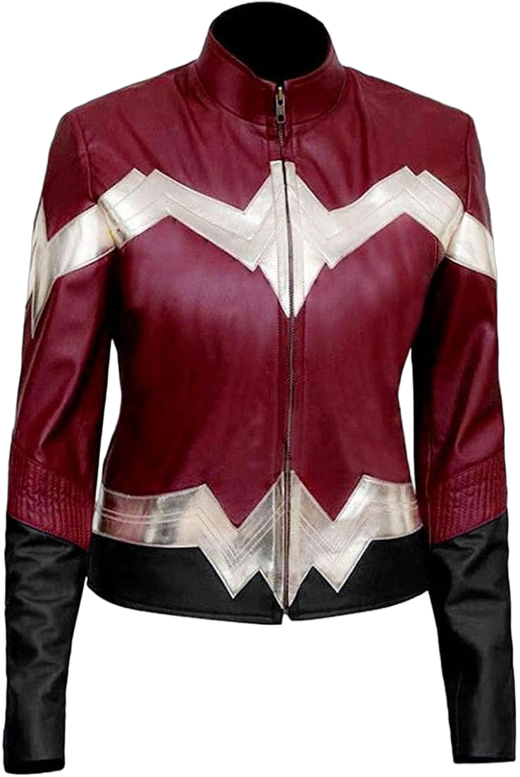 Superhero Wonder Girl Gal Gadot Marron and Black Faux Leather Jacket for Women X-Small Marron