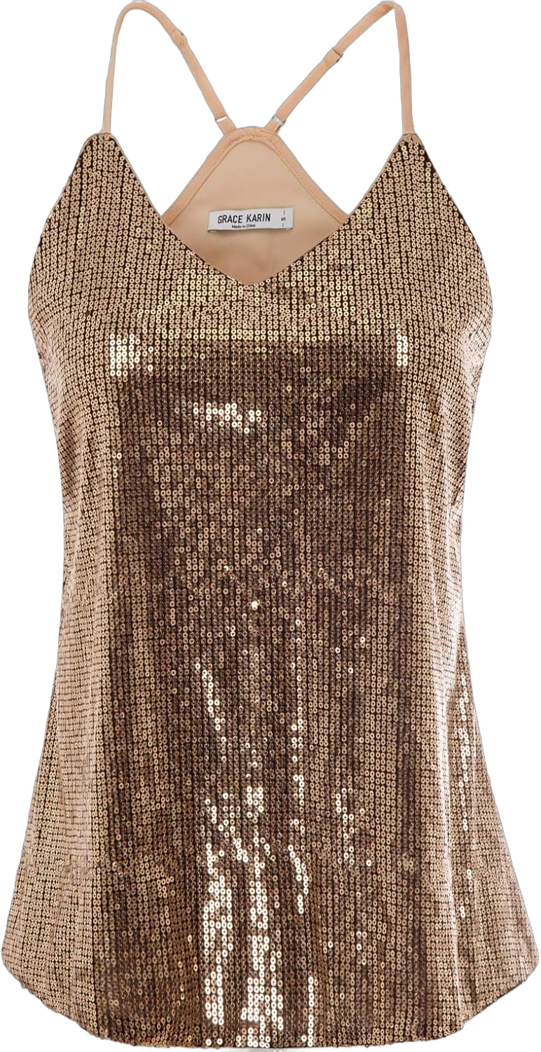 GRACE KARIN Women's Sleeveless Sparkle Shimmer Camisole Vest Sequin Tank Tops