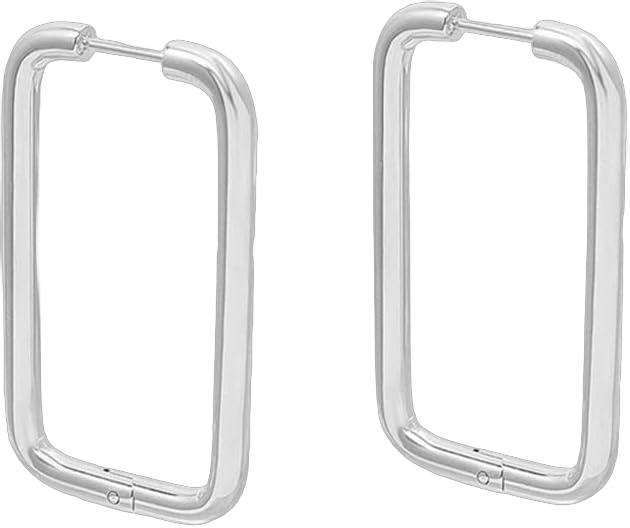 Silvery Big Rectangle Hoop Earrings for Women Stainless Steel for Sensitive Ears Large Geometric Huggie Hoops Dangle Drop Fashion Minimalist Jewelry 40mm