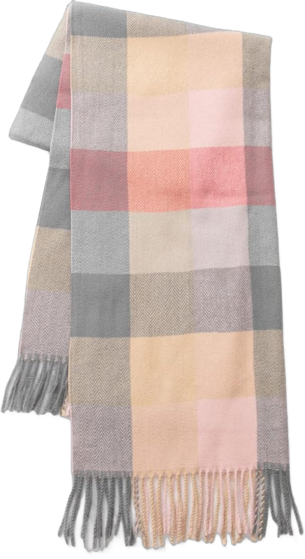 Villand Women's Wool Scarf - Cashmere Feel Winter Checked Scarves for Women, Large Soft Thick Shawls and Wraps with Gift Box Lilac Check