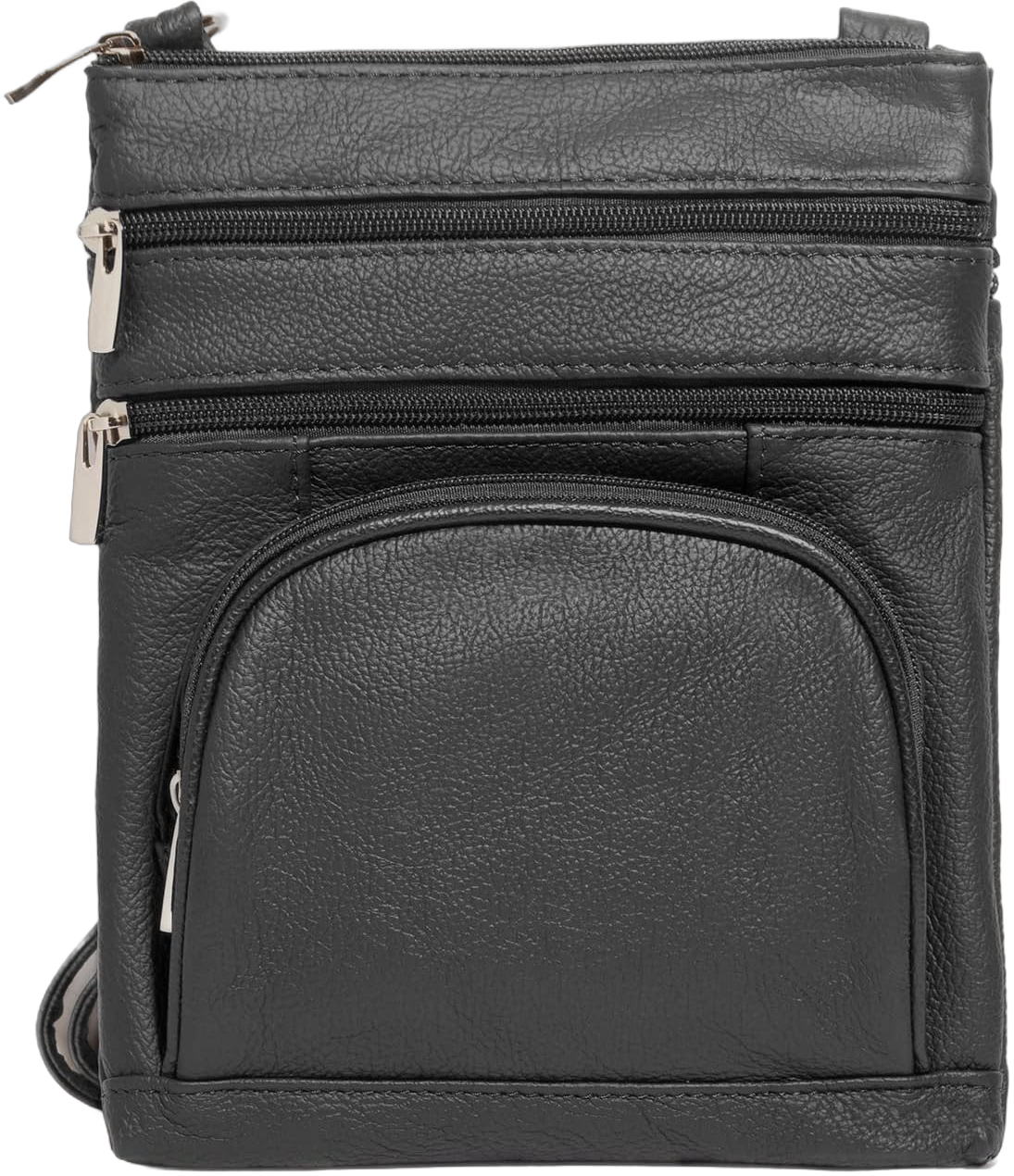 TOVOSO Crossbody Bag for Women, Genuine Leather Multi-Pocket Purse with Adjustable Strap, RFID Protection, Built-In Wallet Large Black