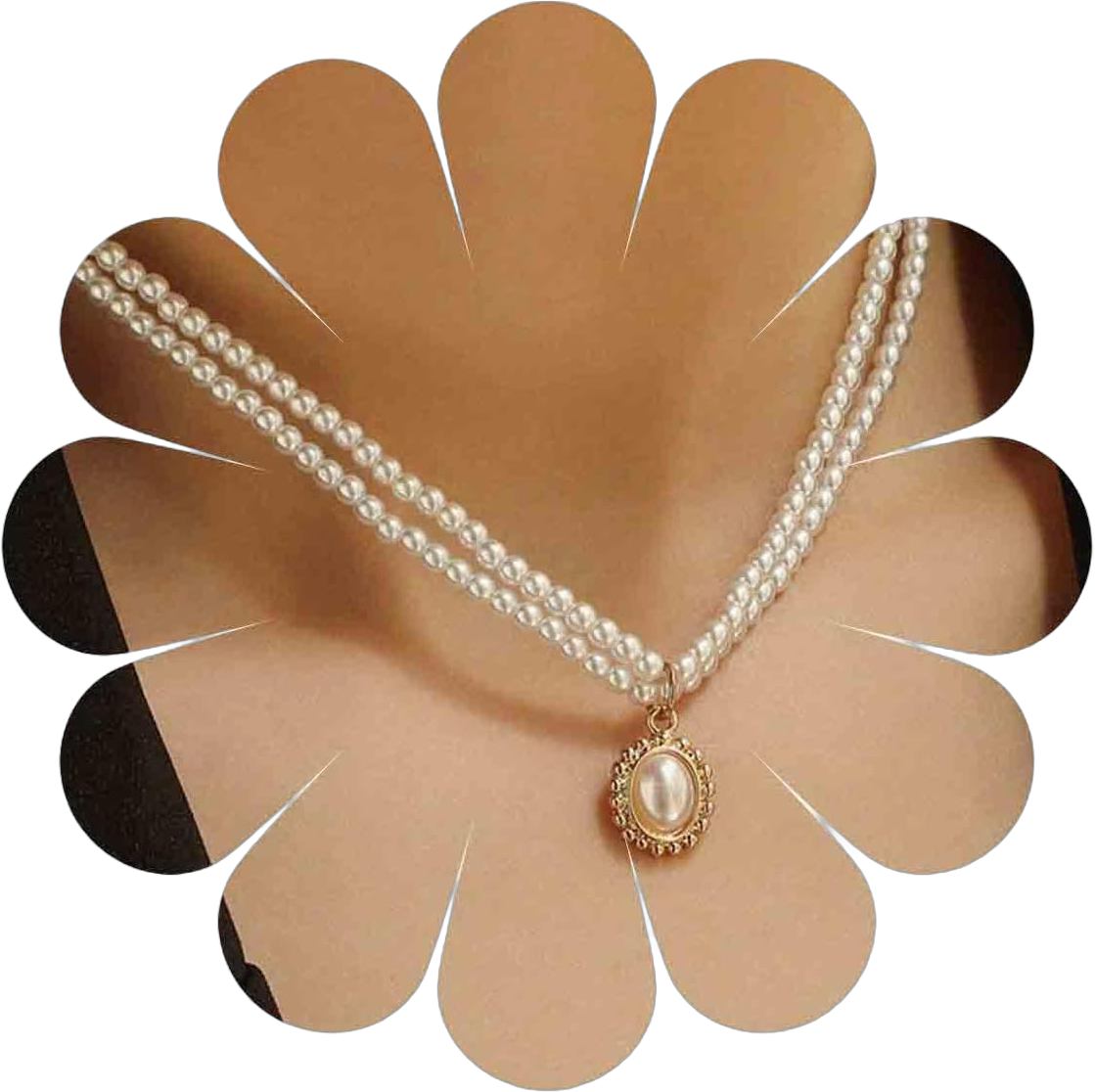 Vintage Layered Pearl Choker Necklace Double Strand Pearl Necklace Pearl Pendant Necklace Wedding Pearl Strand Necklace Chain Jewelry for Women