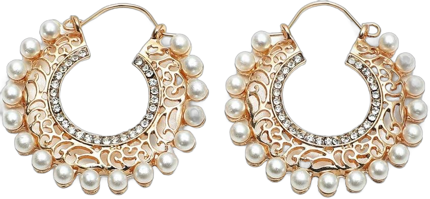 Vintage Pearl Filigree Hoop Earrings for Women Imitation Cubic Zirconia Gold Dangle Statement Drop Huggie Big Hoops Hypoallergenic Bohemian Jewelry Dainty Party Wedding