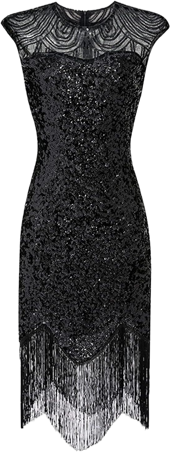 ZYXTIM Women's Sexy Bodycon Party Long Dress Elegant Lace Tassels Hem Mermaid Prom Cocktail Evening Dress for Ladys Black Large