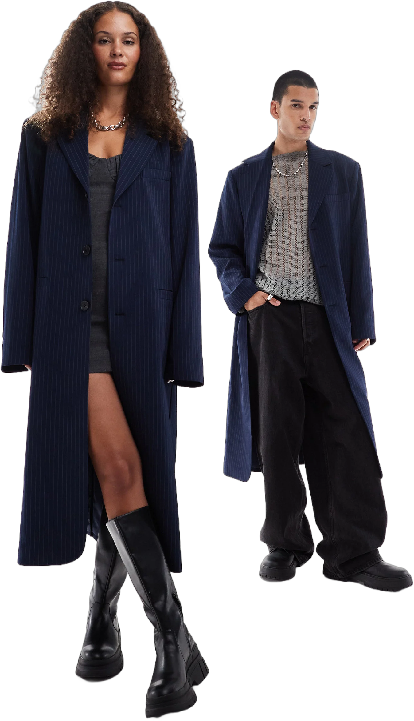 COLLUSION Unisex pinstripe blazer jacket in navy