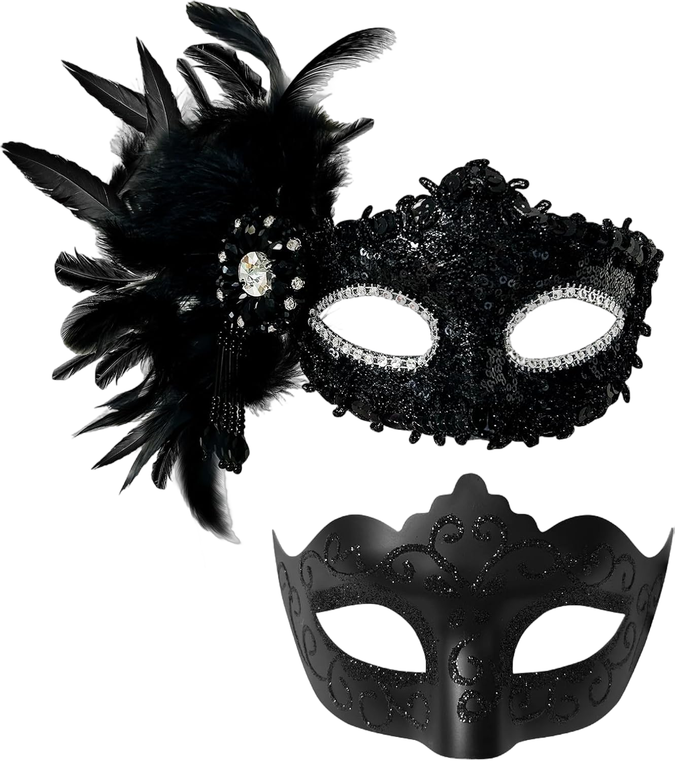 2024 New Feather Masquerade Mask for Women Men Couple