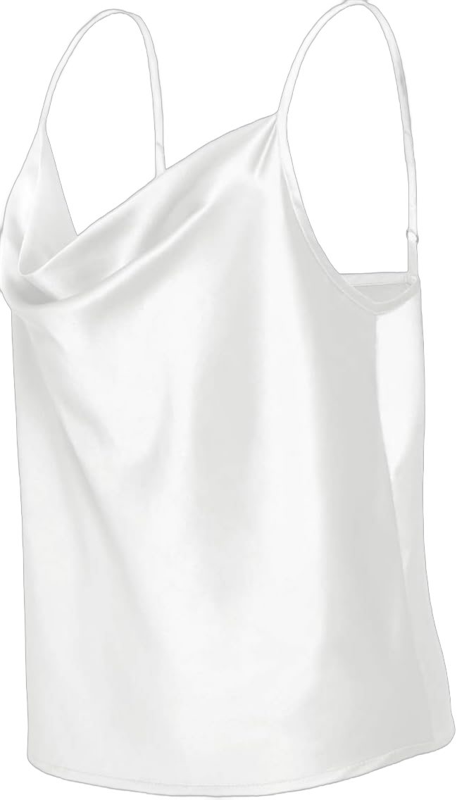 Women's Silk Satin Camisole Cowl Neck Tank Top Cami Silky Basic Tank Shirt Blouses 12 White