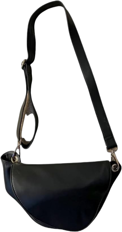 Crossbody Genuine Italian Leather Bag Shoulder Purse Italy Barucheni (Black)