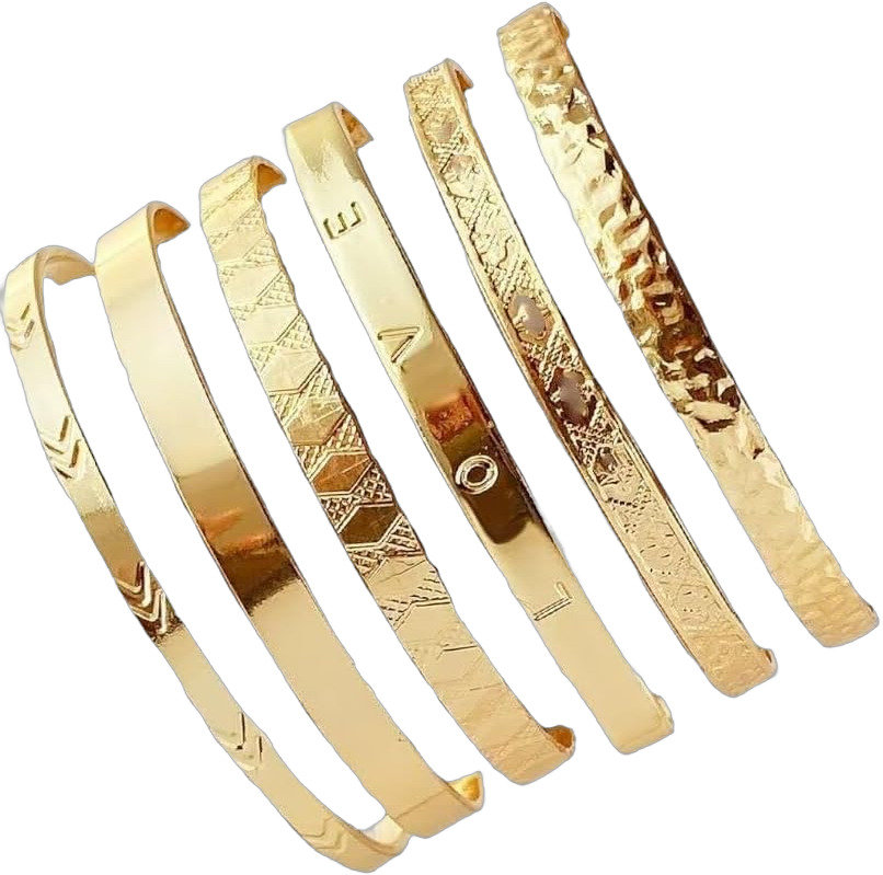 Gold Silver Plated Bangle Bracelets Set for Women Minimalist Multi Layer Stackable Textured Bracelets Adjustable Chunky Bangle Boho Trendy Jewelry Style A