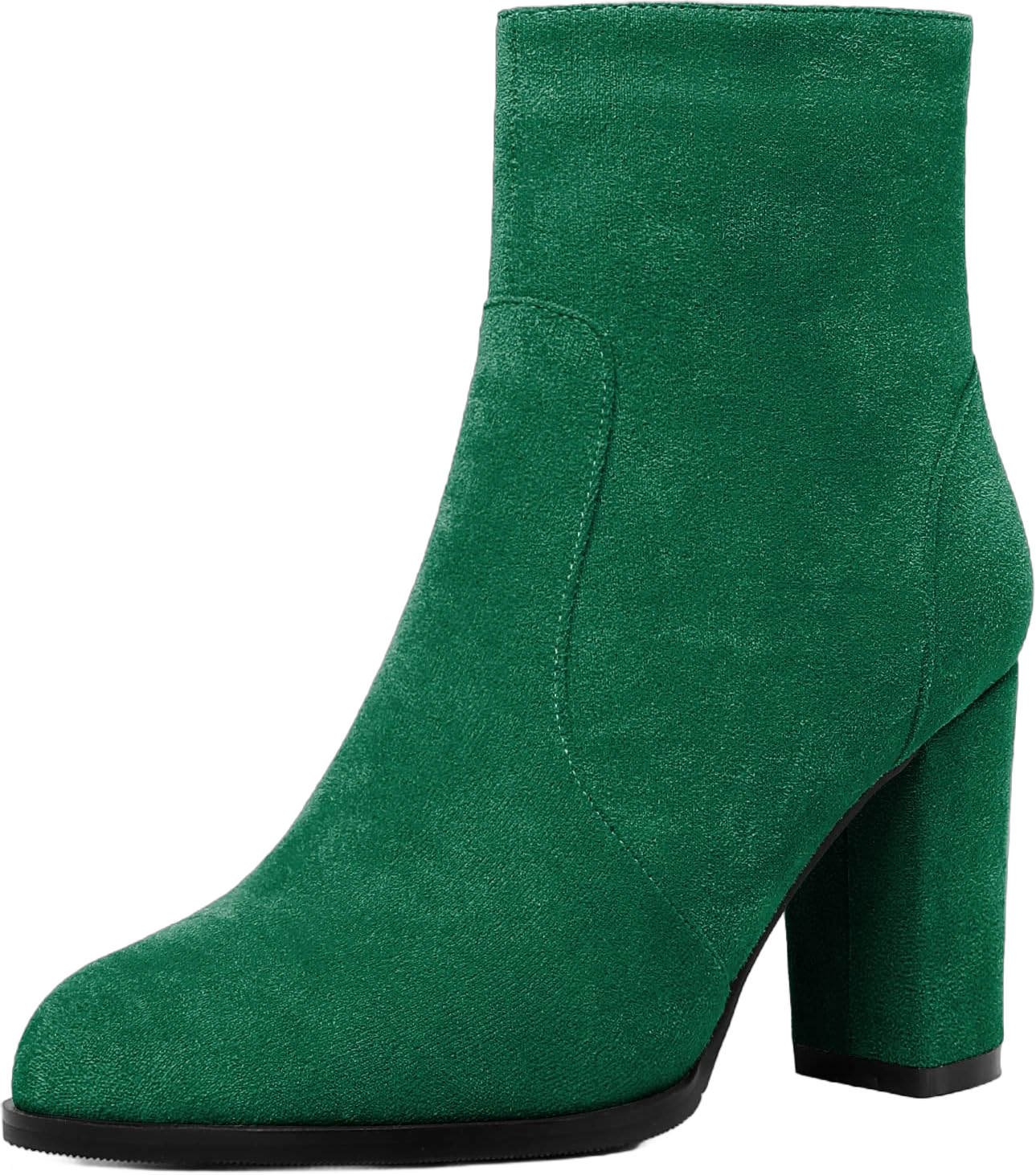 Mettesally Womens Ankle Boots Round Toe Chunky Block High Heels Slip On Side Zipper Boots Closed Toe Office Boots Shoes 11.5 Green