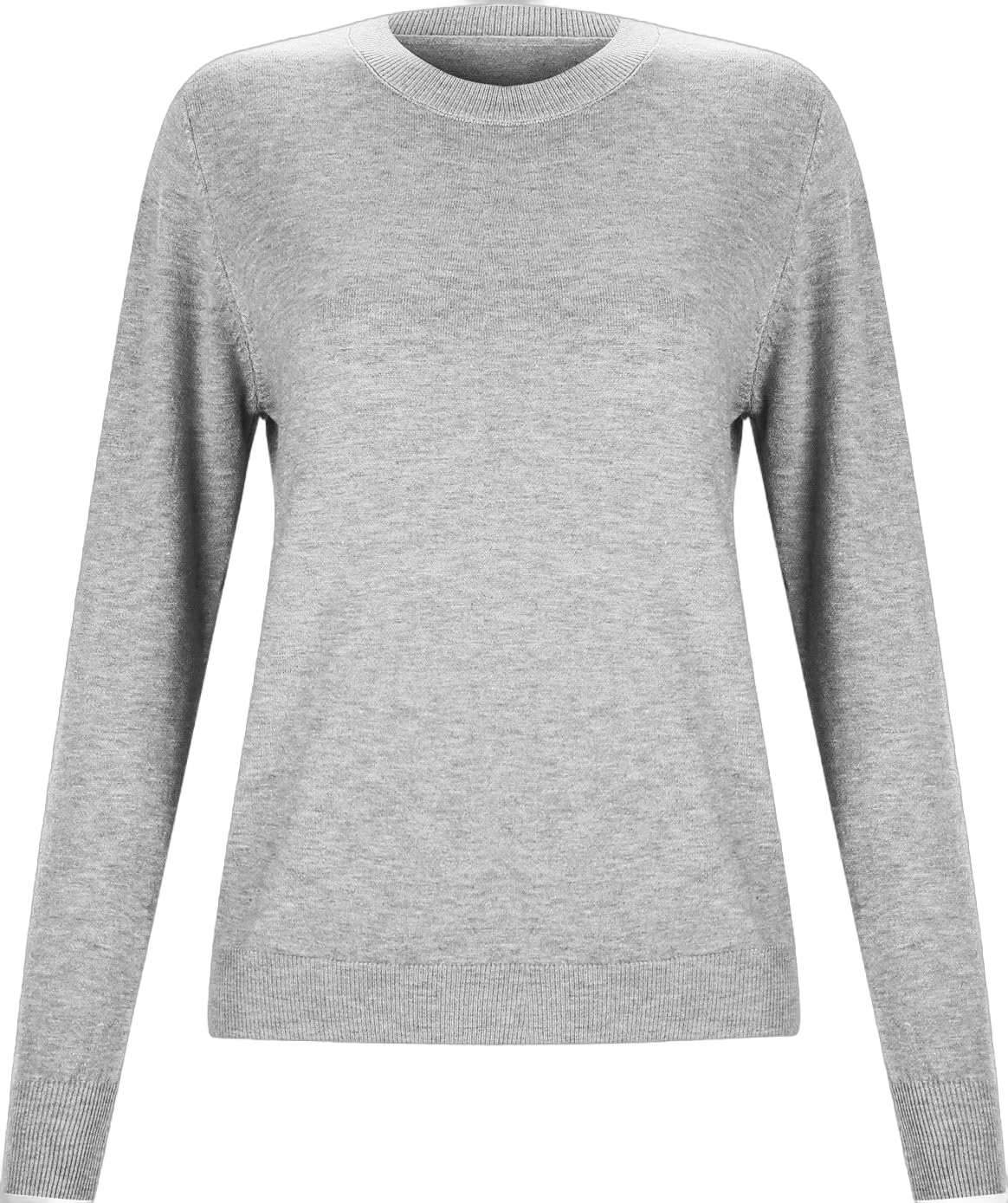 Women's Casual Loose Fit Knitted Pullover Sweater Low Cut Round Neck Lightweight Top for Warm Fuzzy Hoodies for Light Gray Medium