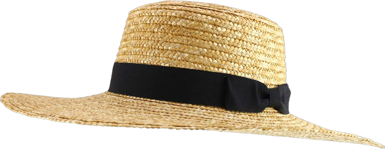 Trendy Apparel Shop Women's 4" Brim Ribbon Band Boater Wide Brim Straw Sun Hat One Size Natural