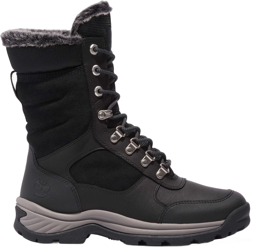 Timberland Women's White Ledge Tall Lace-Up Waterproof Snow Boot, Black Full-Grain, 9.5