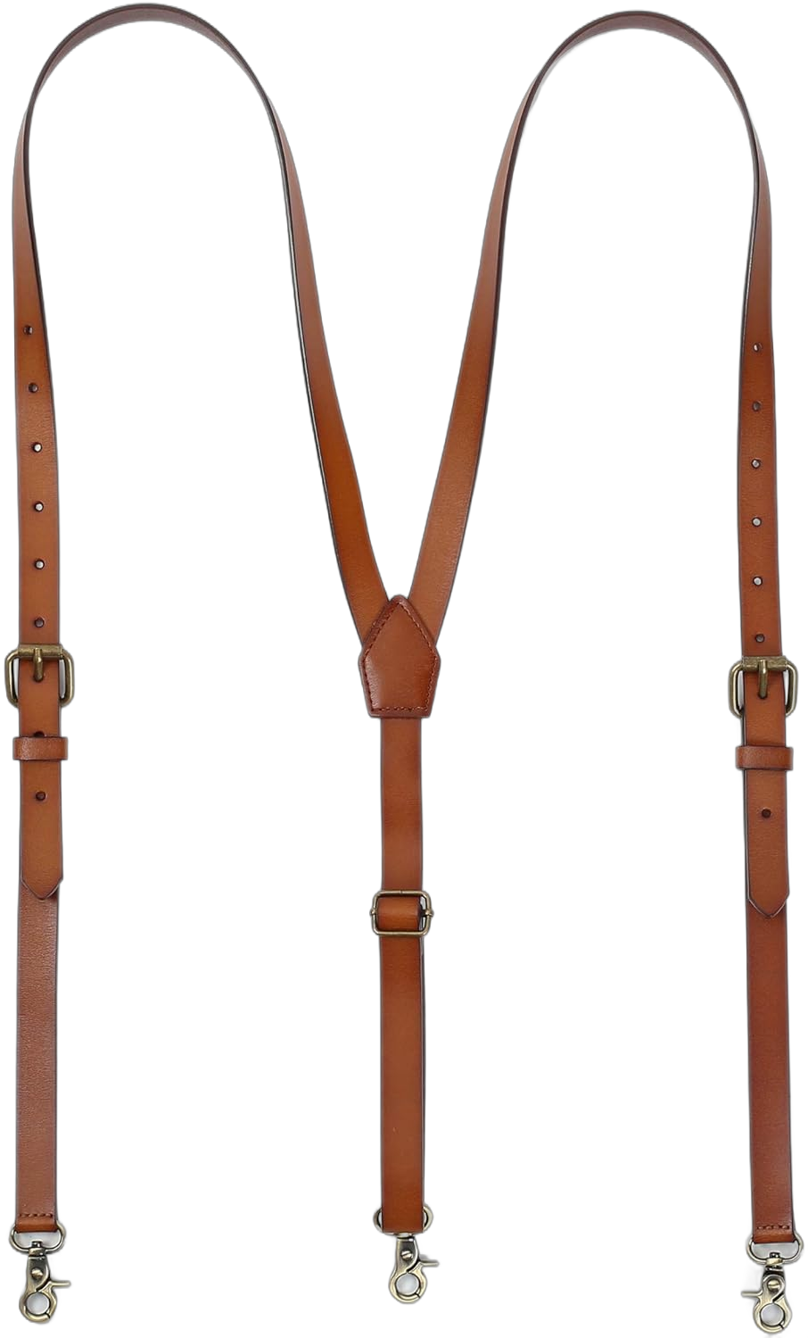 Leather Suspenders For Men, Personalized Brown Genuine Leather, Groomsmen Gifts L Fits 5'2"--6'23" Brown