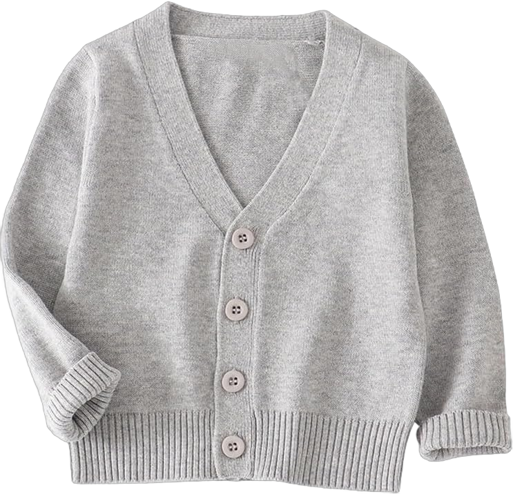 Unisex Toddler Girls Boys V-Neck Cardigans Sweater Long Sleeve Soild Button-Down Cotton Knit Tunics Sweaters Gray 5T