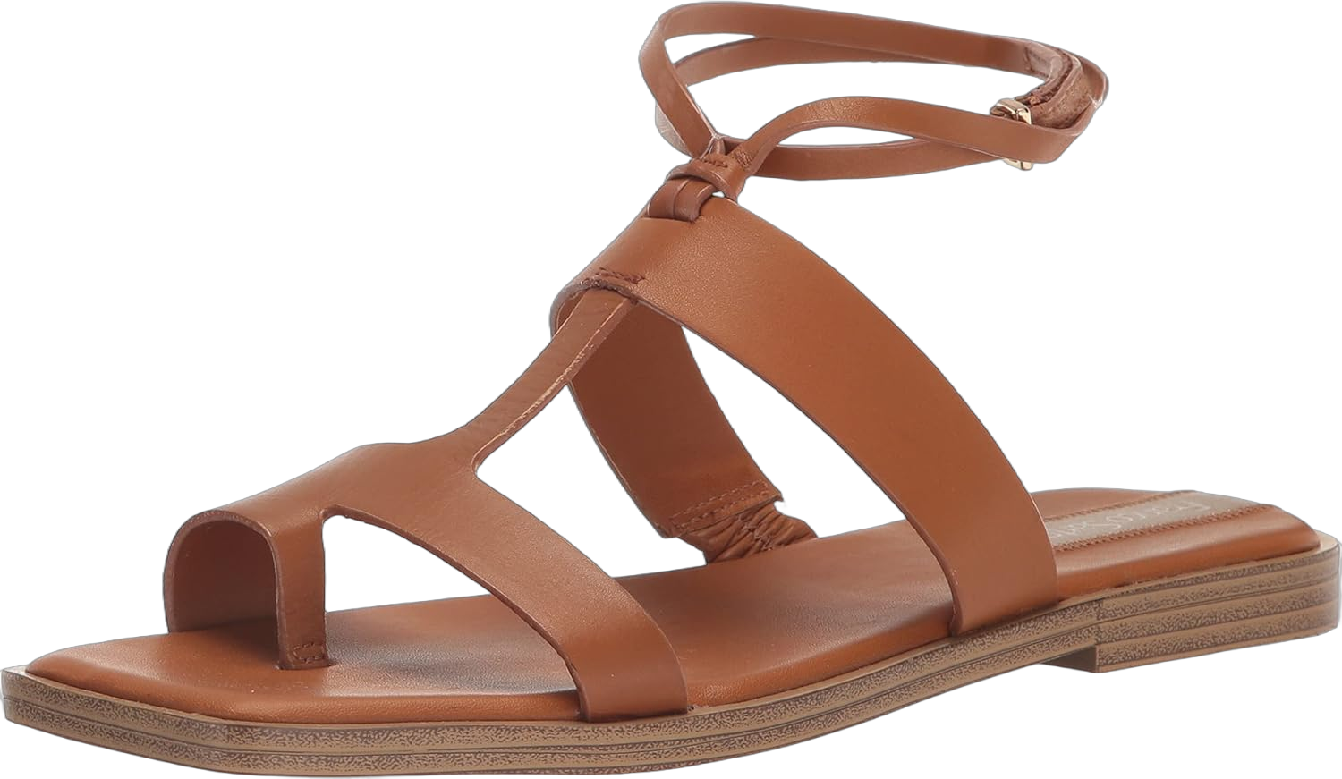 Franco Sarto Women's Maren Ankle Strap Sandal Flat 7 Tan Leather