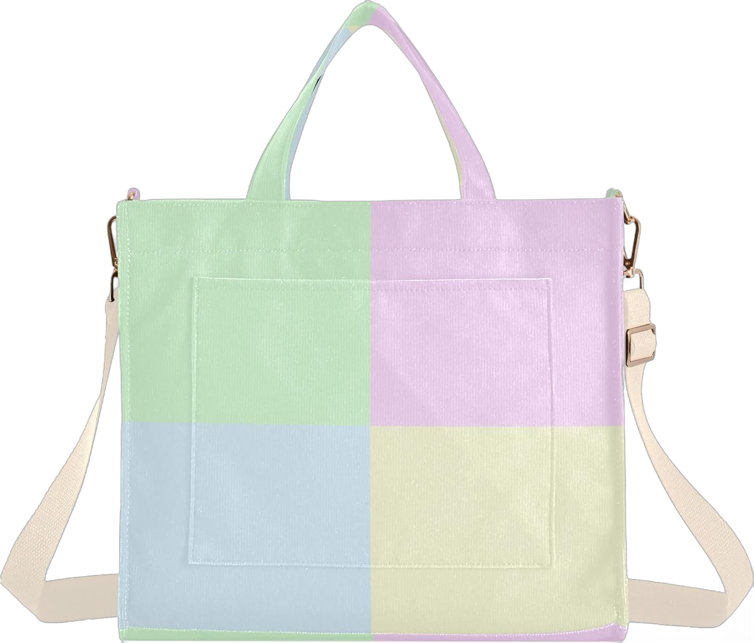 Tote Bag Aesthetic Tote Bag for Women Girl Corduroy Purse for Work Tote Handbag Crossbody Bag Checkered Plaid Pastel Colorful Small