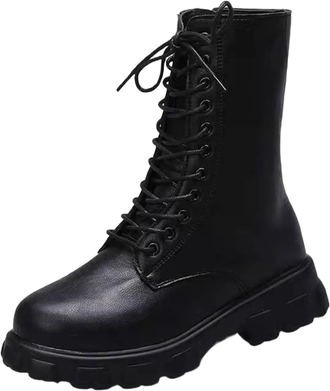 Gomelly Women Comfort Combat Boot Non-Slip Chunky Heel High Top Shoes Military Walking Fashion Lace Up Work Boots Black 6.5