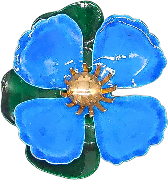 Blue Enamel Magnolia Brooch