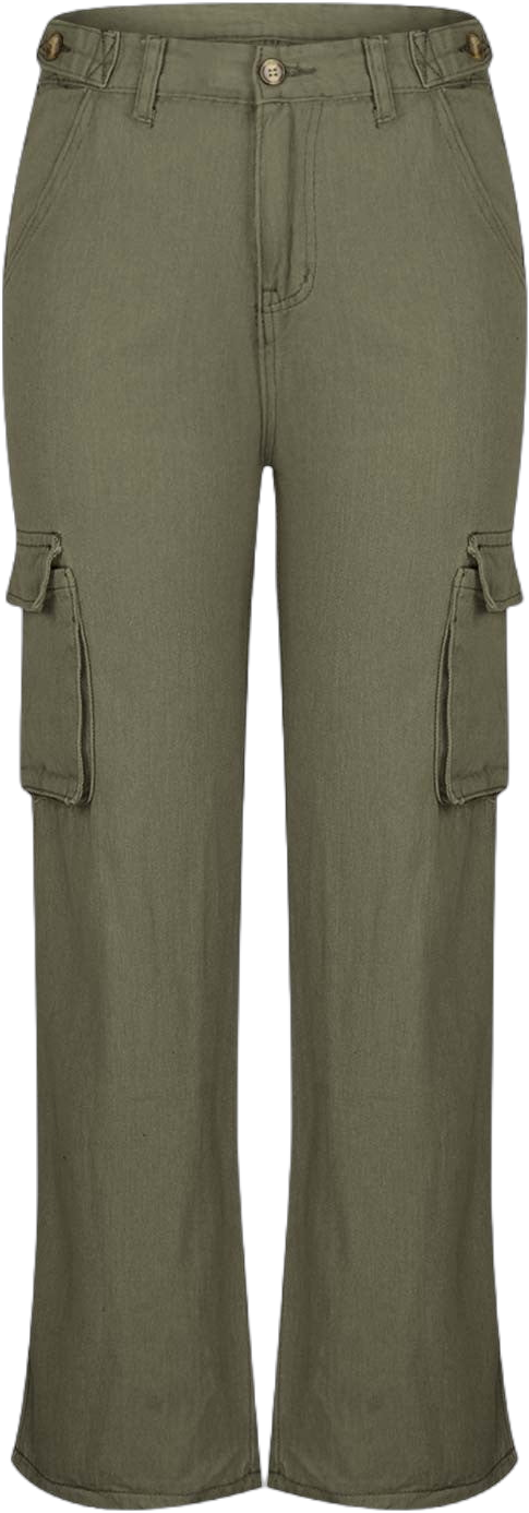 DeHolifer Cargo Pants Women Baggy Casual High Waisted Straight Leg Pants Baggy Comfy Trousers Army Green Medium