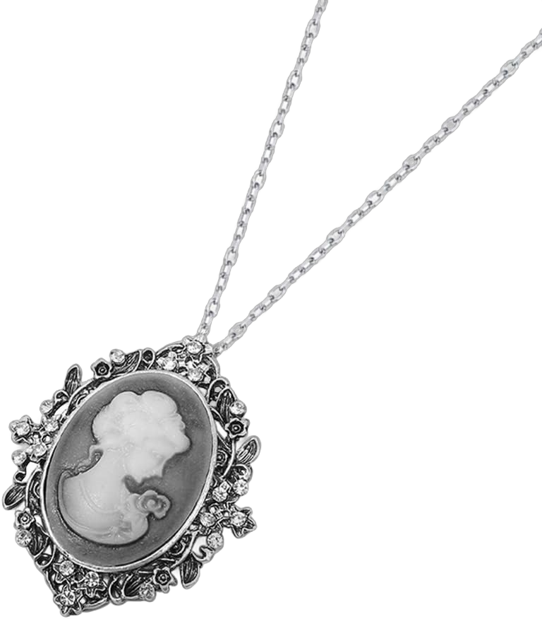 Retro Victorian Lady Cameo Pendant Necklace for Women Girls Cubic Zirconia Colorful Crystal Gothic Choker Necklaces Vintage Jewelry Gifts Holiday Silver