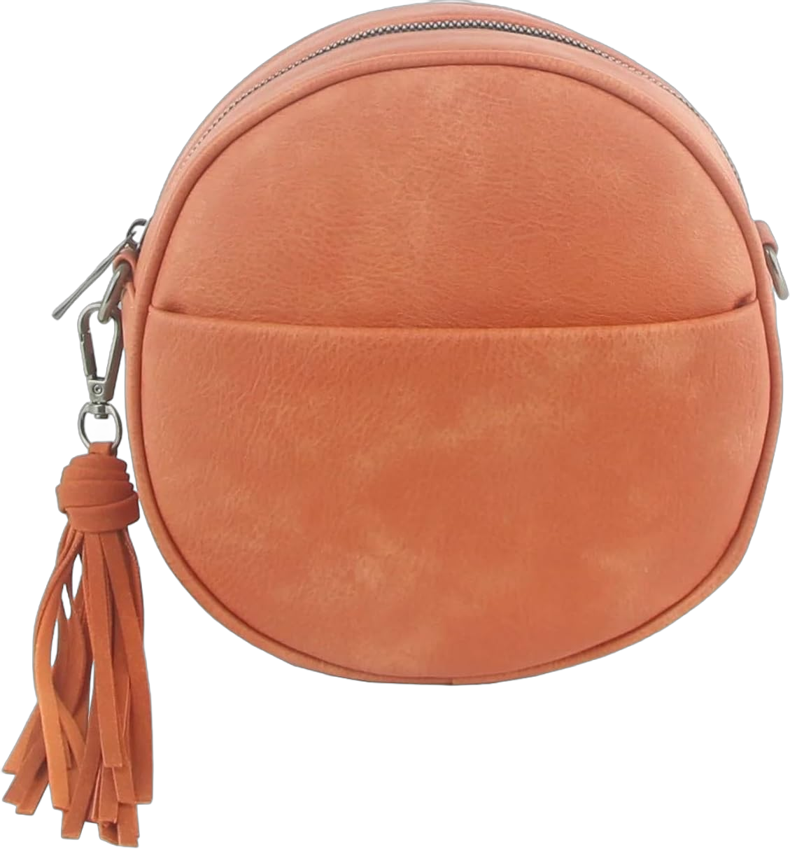 Le Miel Mini Round Tassel Charm Vegan Leather Crossbody Shoulder Sling Bag for Women Lsd190(orange)