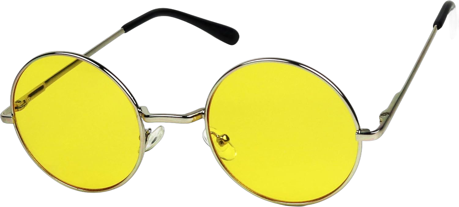 ShadyVEU Retro Round Style 70s Sunglasses Colorful Tint Groovy Hippie Mens Womens Shades Yellow 50 Millimeters