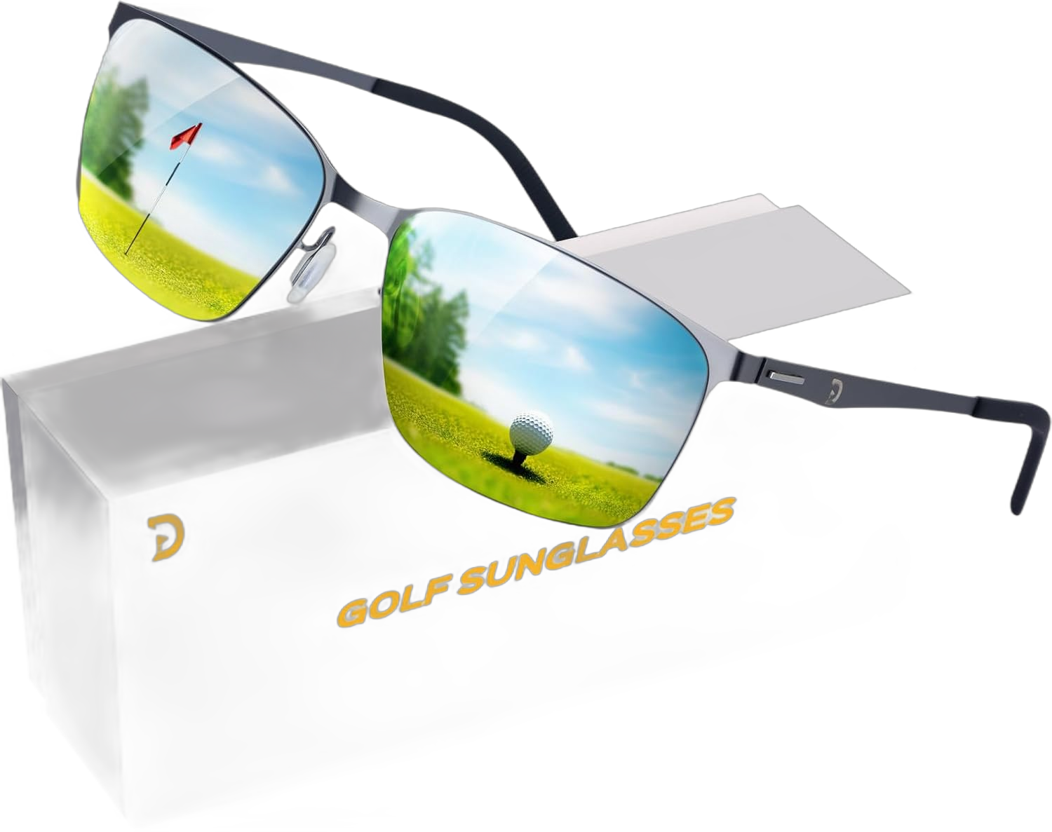 Golf Sunglasses for Men Polarized, Golf Ball Finding Glasses UV400 Protection Ultra-light Parallax-Free Golf Glasses HD Outdoor Sun Glasses for Cloudy Days, Anti Glare Blue Light, Clear Greens View