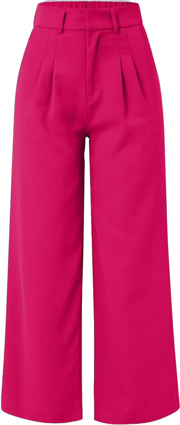 Pants for Women Casual Wide Leg High Waist Button Straight Trousers Loose Fit Business Fashion Work Pants with Pockets 6005hot Pink Large