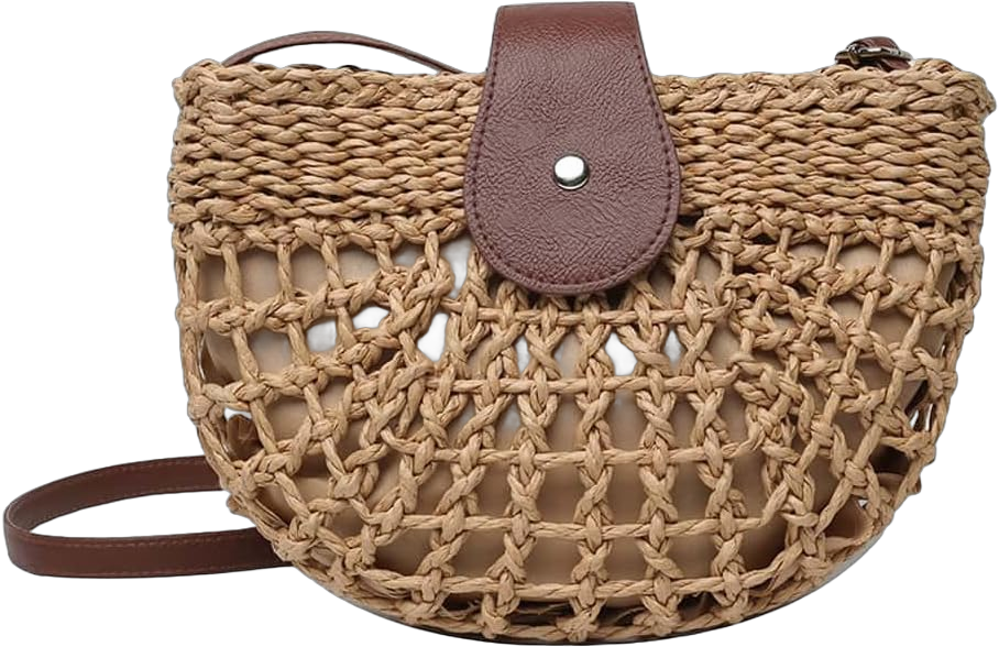 Verdusa Women's Straw Crossbody Bags Summer Beach Weave Shoulder Bag One Size Khaki