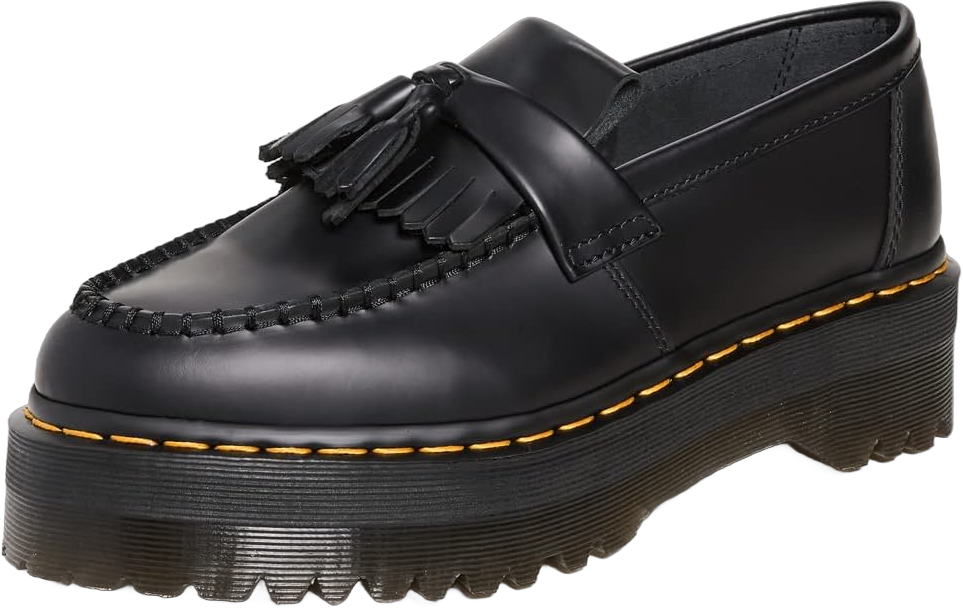 Dr. Martens Unisex Adrian Quad Leather Platform Loafers 4 Black Smooth