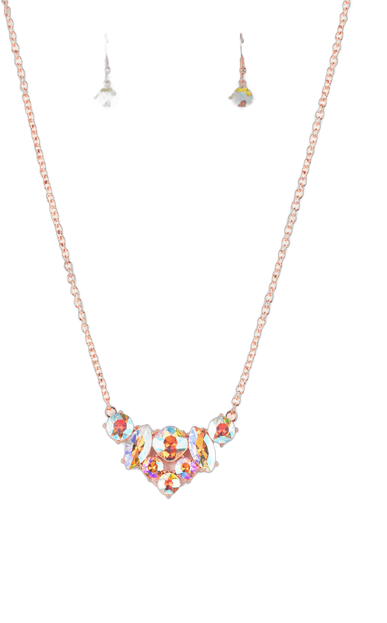 Lavishly Loaded - Copper - Iridescent and Peach Gem Paparazzi Short Necklace - October 2021 Life of the Party Exclusive