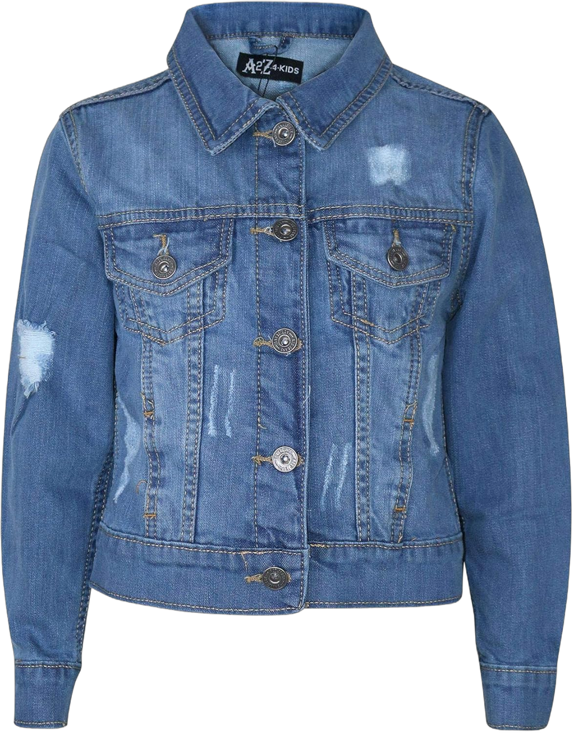 Kids Boys Denim Jacket Designer Light Blue Ripped Jeans Fashion Coat Age 3-13 Yr Light Blue 13 Years