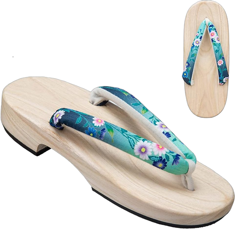 Summer Slippers for Women's, Women's Japanese Wooden Geta Sandals, Fashion Womens Japanese Traditional Kimono Wooden Clogs Slippers Sandals Geta Wooden Clogs Shoes Lower Type EU 36-37 B