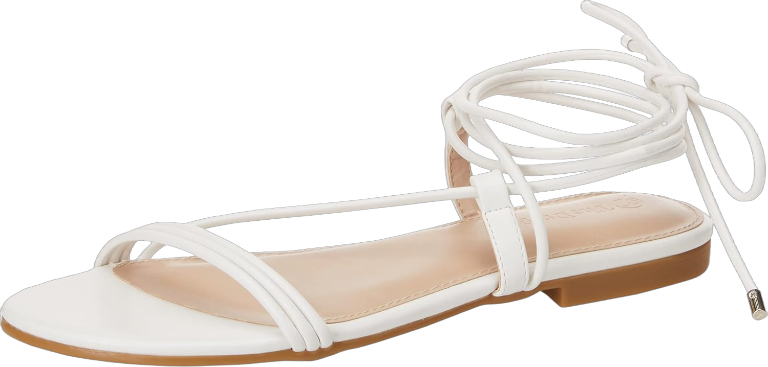 The Drop Women's Samantha Flat Strappy Lace-up Sandal 11 White