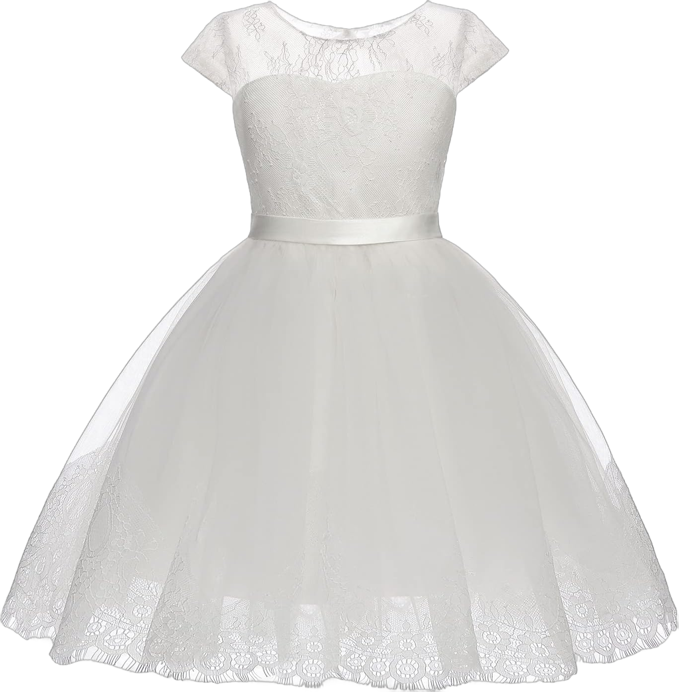 Abaowedding First Communion Dresses Flower Girl Dress Lace Up Communion Dress Ball Gown Girl Dress 8 Z-white (Knee Length)